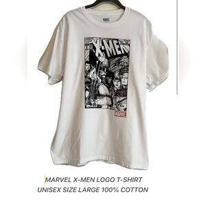 Marvel White X-Men Short Sleeve Tee Unisex Large 21” pit to pit